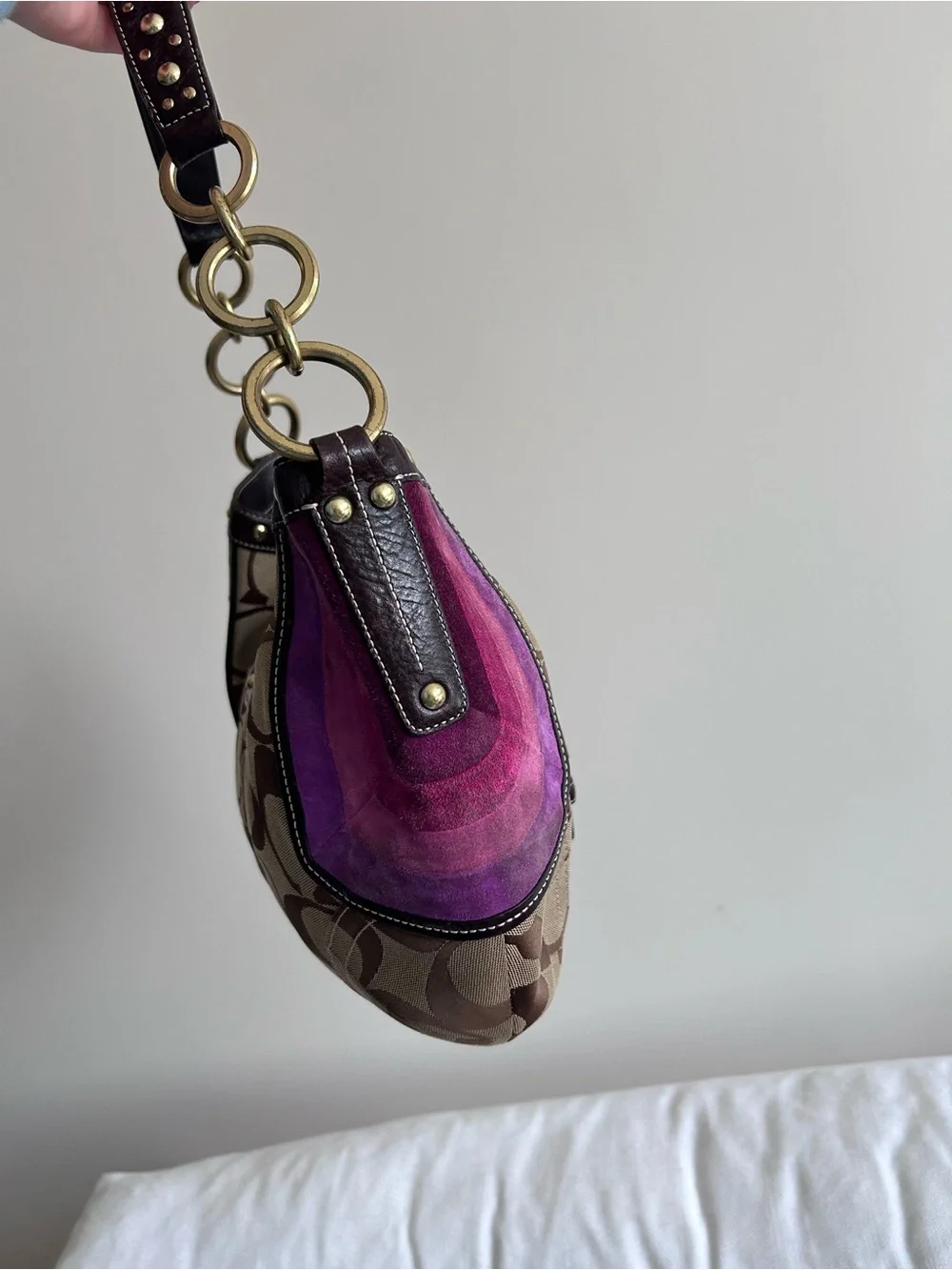 Rare Y2K Coach Signature Soho Bag w/ Pink Suede